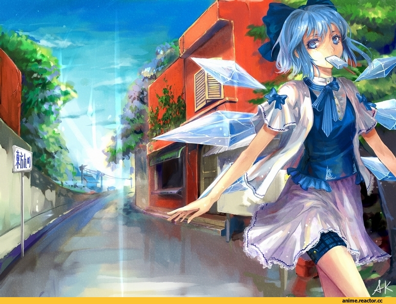 art, Touhou Project, 9, Deimos, Cirno, песочница, Anime