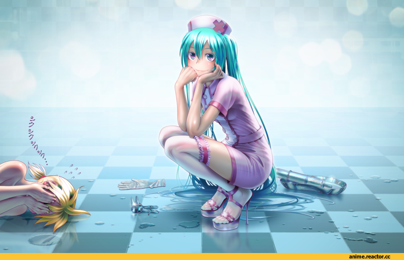 art, Hatsune Miku, Vocaloid, Deimos, wokado, песочница, Kagamine Len, Anime