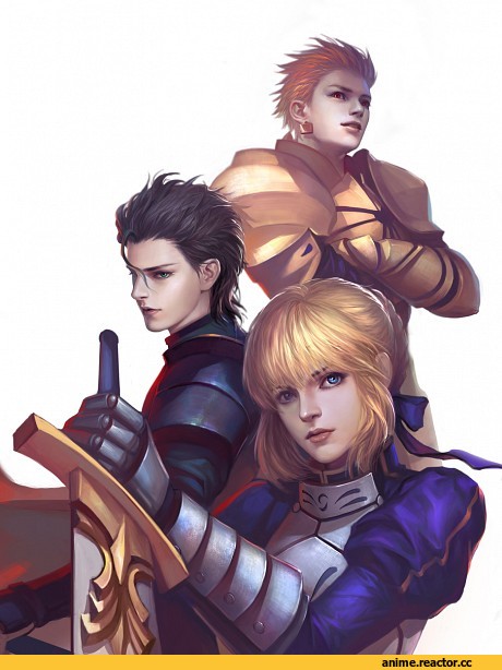 Fate/Zero, art, Saber (Fate), песочница, Няши в броне, Anime Няши, Lancer (Fate Zero), Fate (series), Gilgamesh (Fate), Anime