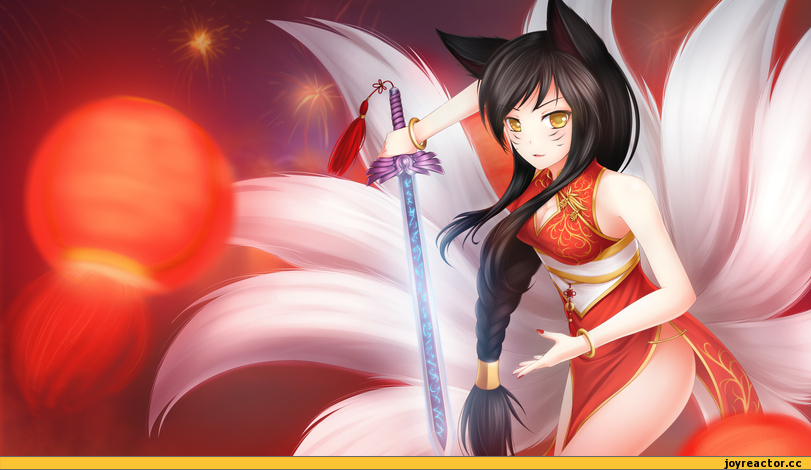 League of Legends, art, Ahri, песочница, Anime