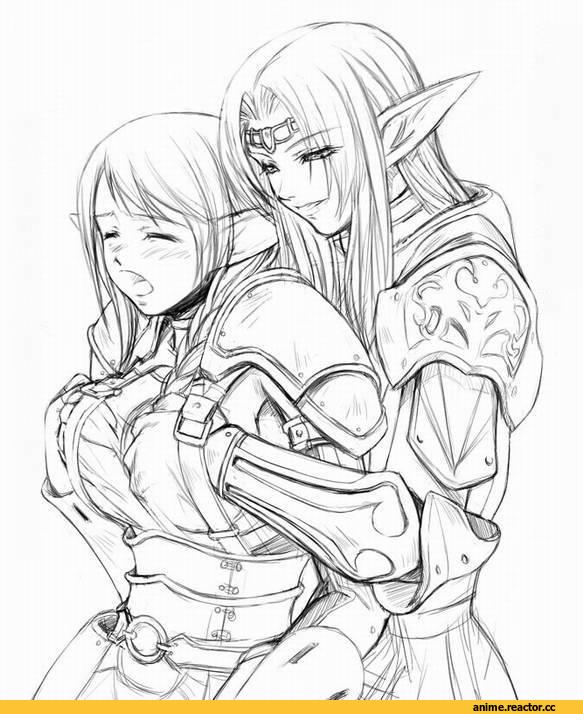 под катом еще, yuri, Эльфийка, песочница, Fantasy ero, Fantasy, art, Anime