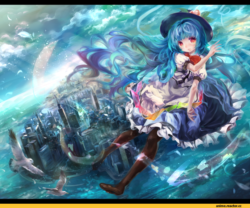 art, Deimos, продолжение в комментариях, Touhou Project, Hinanawi Tenshi, Anime