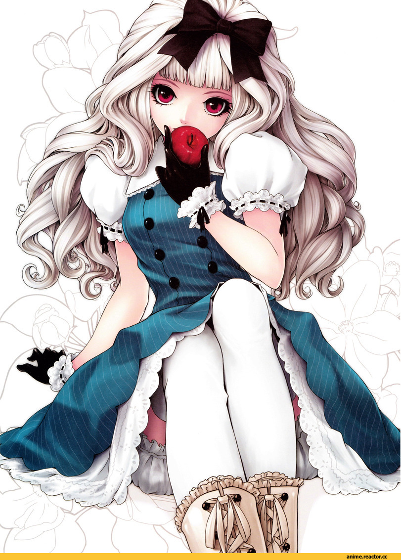 art, Anime Art, Apple, девушка, яблоко, песочница, удалённое, Anime