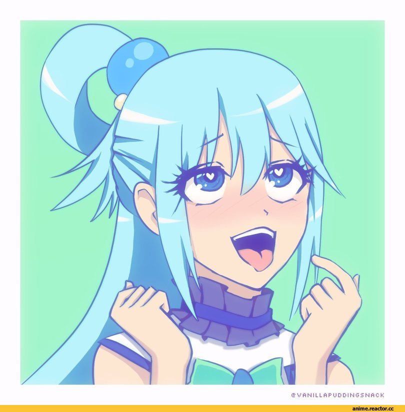 vanillapuddingsnack, Aqua (KonoSuba), KonoSuba, ahegao, heart-shaped pupils, Anime