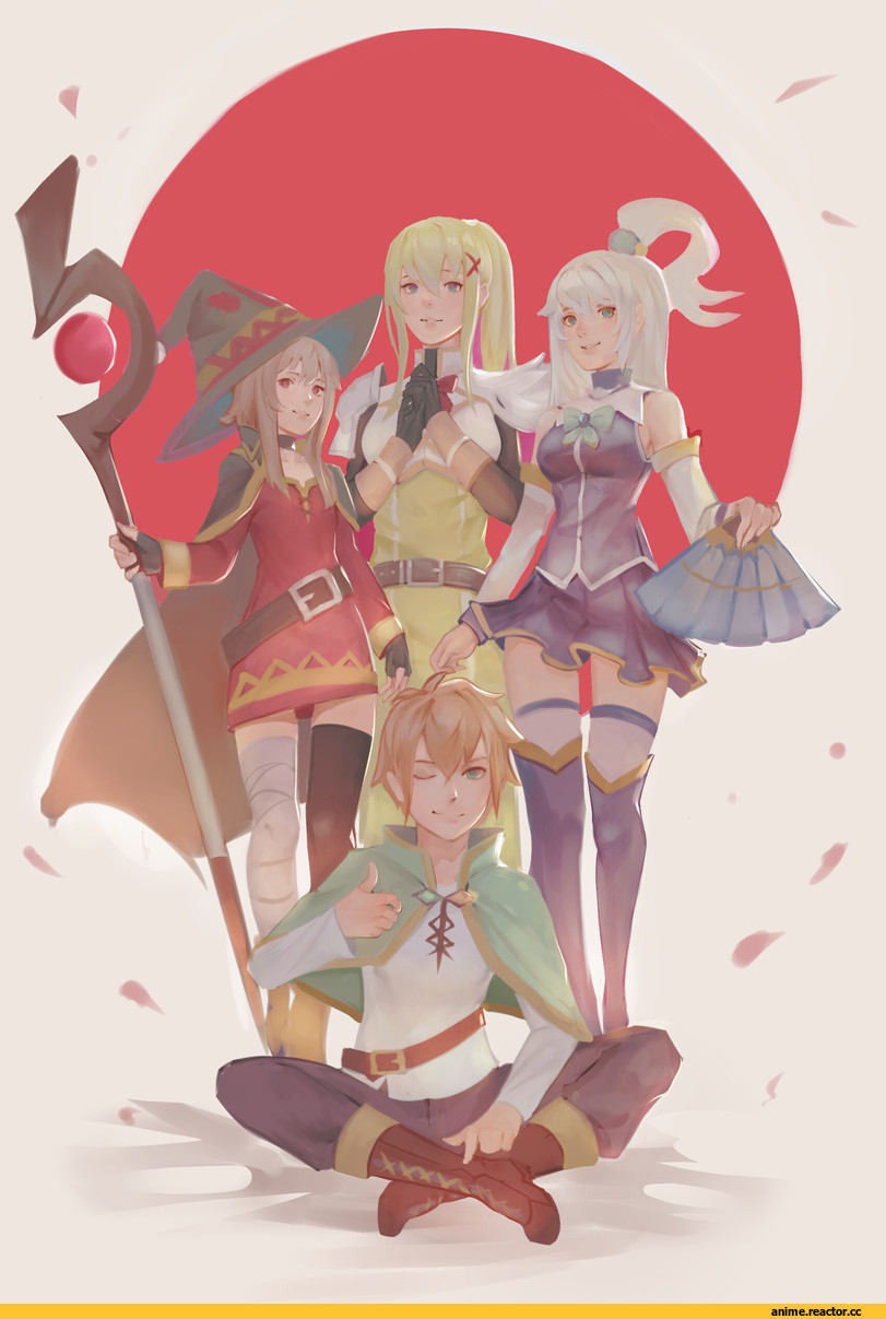 Megumin, KonoSuba, Darkness (KonoSuba), Aqua (KonoSuba), Kazuma Satou, tanasil chotchoung, Anime