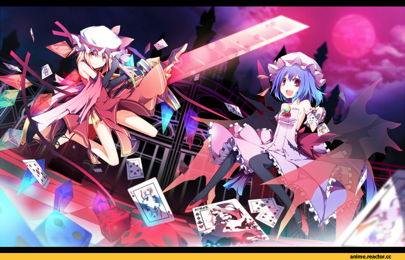 Touhou Project, art, Flandre Scarlet, Remilia Scarlet, Ichiyan, Anime