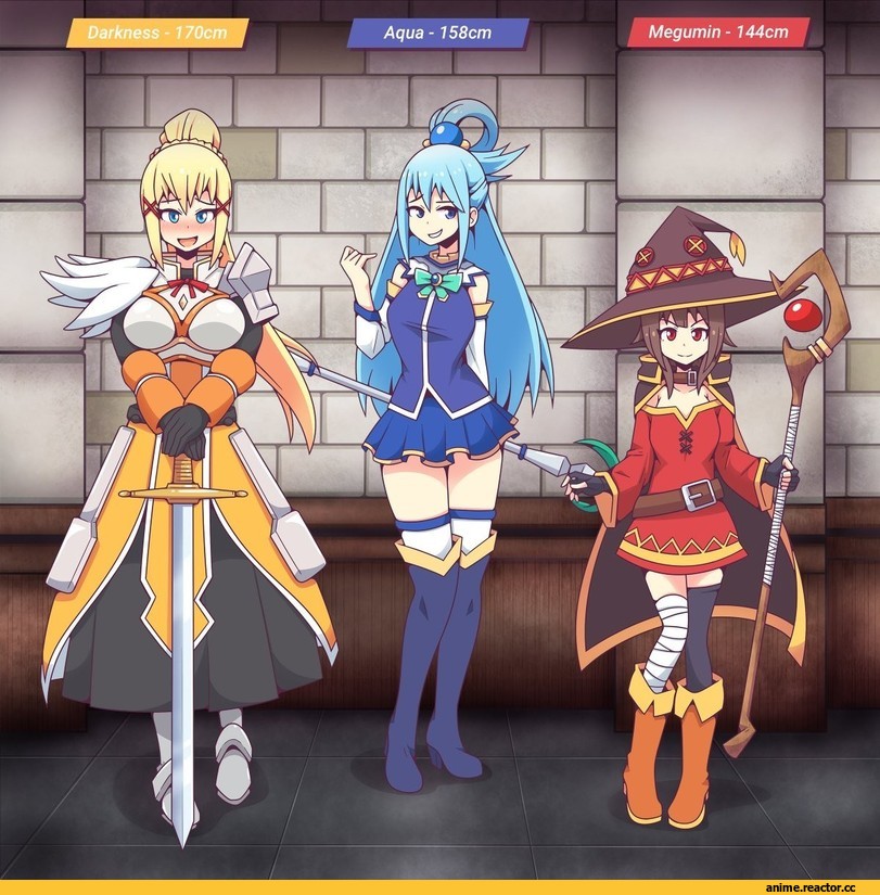 KonoSuba, Megumin, Darkness (KonoSuba), Aqua (KonoSuba), Anime