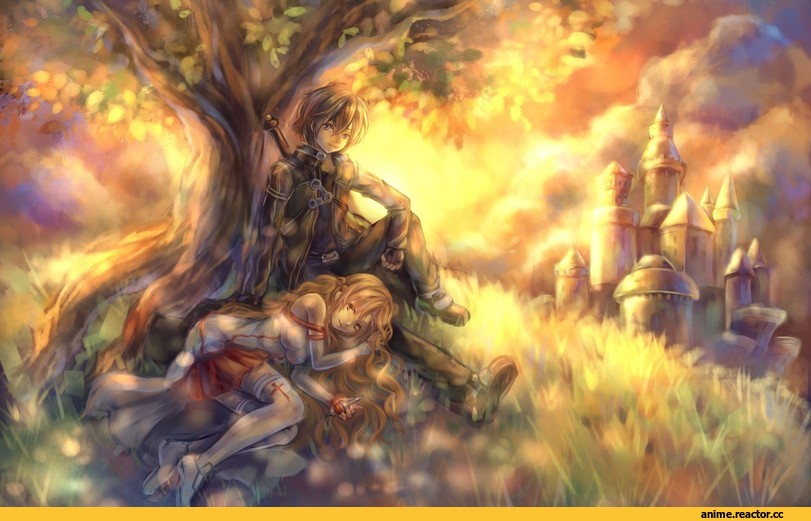 art, Sword Art Online, Yuuki Asuna, Kirito, Anime