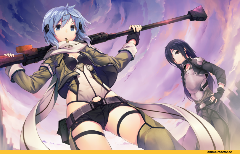 art, GGO, Shinon, artist hinasaki, Kirito, Anime