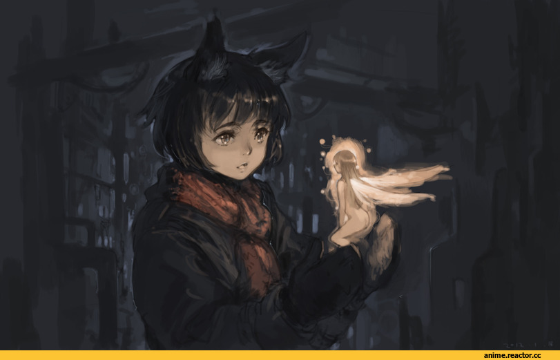 art, фея, Неко, Animal Ears, Anime