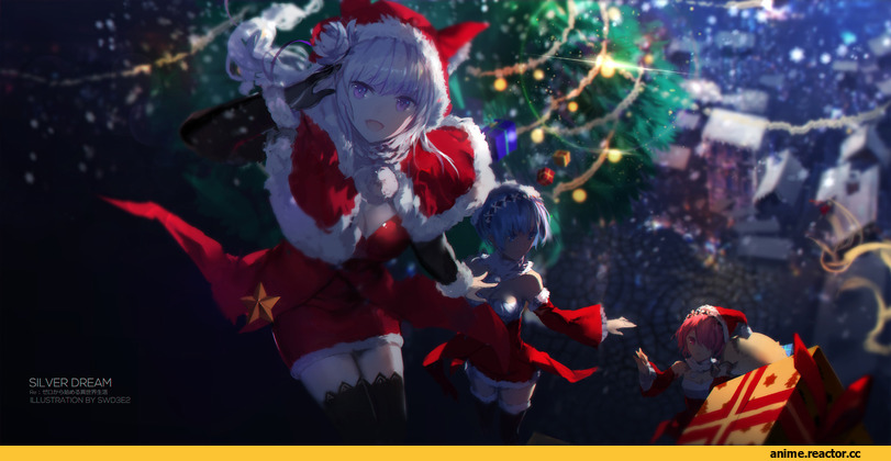 Re Zero Kara Hajimeru Isekai Seikatsu, Rem (re zero), Ram (Re Zero), Emilia (re zero), Swd3e2, Anime Art, Anime Christmas, Anime