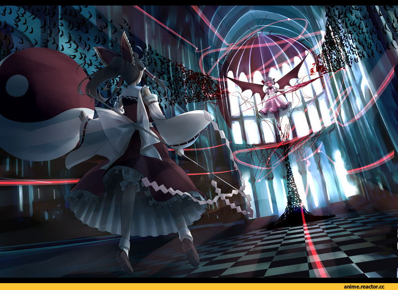 art, Touhou Project, продолжение в комментариях, Hakurei Reimu, Remilia Scarlet, Anime