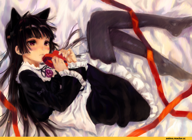 nekomimi, art, Kuroneko, Rokkaku, OreImo, Anime