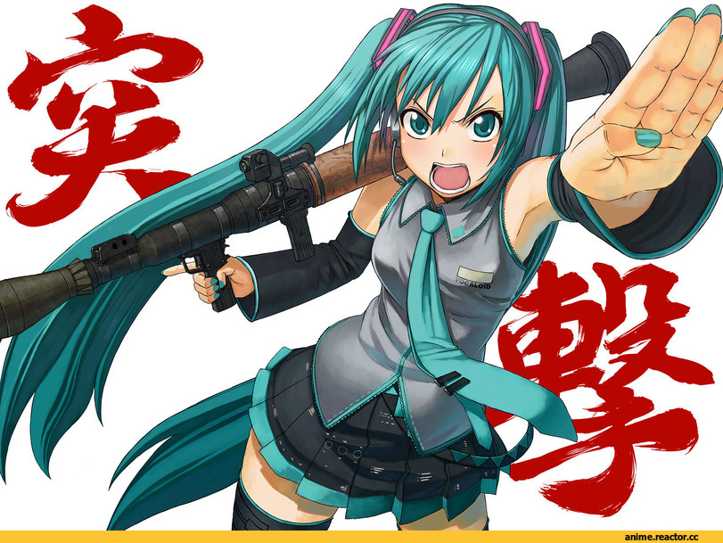 art, guns, Vocaloid, зига, Hatsune Miku, Anime