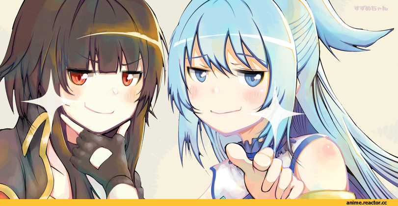 Megumin, KonoSuba, Aqua (KonoSuba), amasuzume, Anime