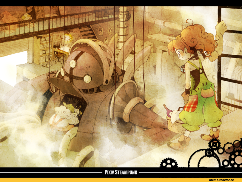 Steampunk, art, Anime