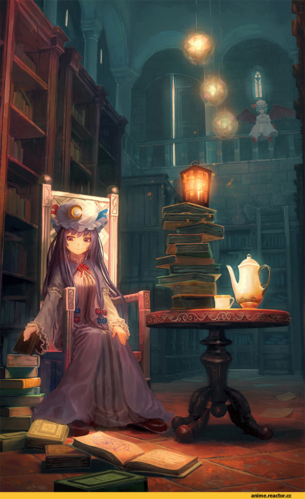 Patchouli Knowledge, Touhou Project, art, Anime