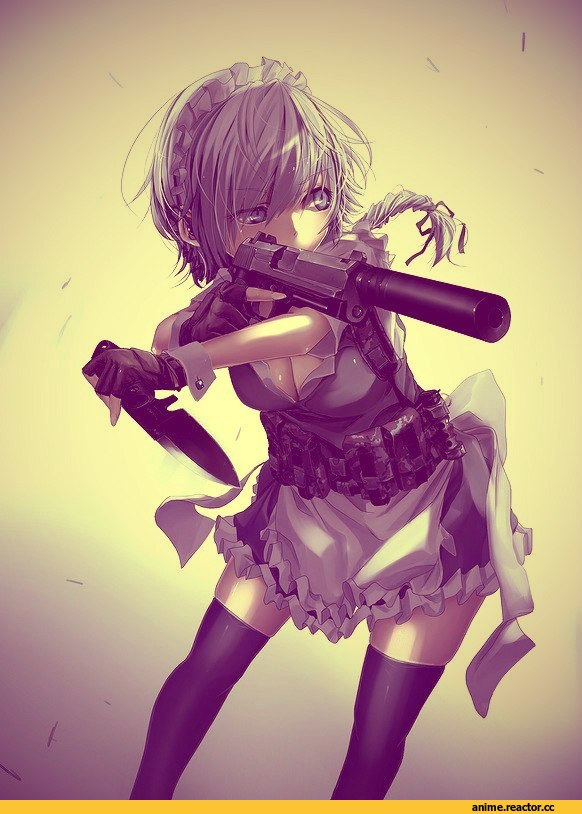 art, няша, оружие, Опасные Няшки, Izayoi Sakuya, Touhou Project, Anime Няши, Anime