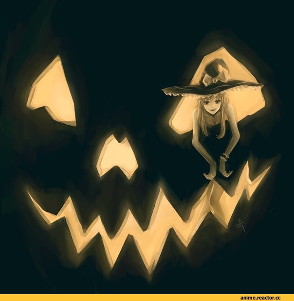 art, Halloween, девушка, Anime