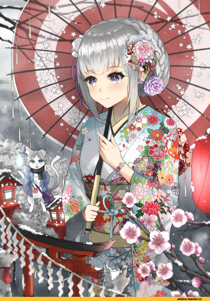 Re Zero Kara Hajimeru Isekai Seikatsu, Emilia (re zero), Pack (re zero), Yukata, Anime