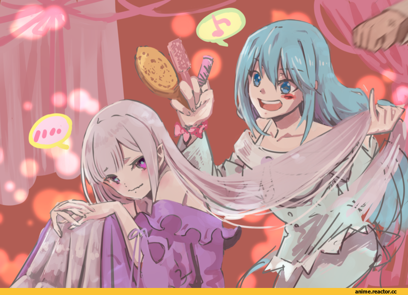 Aqua (KonoSuba), KonoSuba, Emilia (re zero), Re Zero Kara Hajimeru Isekai Seikatsu, crossover, Anime