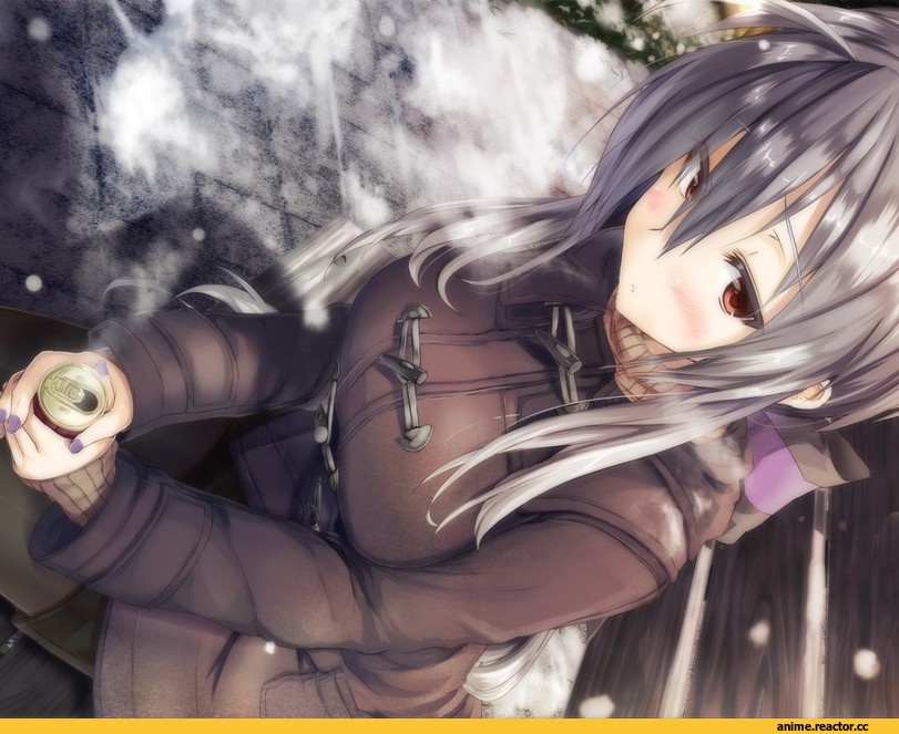 art, зима, девушка, Anime
