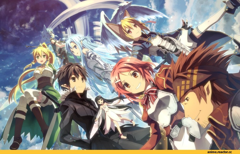 art, Kirito, Asuna, Silica, Lisbeth, Leafa, Yui(SAO), Sinon, Klein, Неко, Anime, Animal Ears, Sword Art Online, artist Yuuki tatsuya