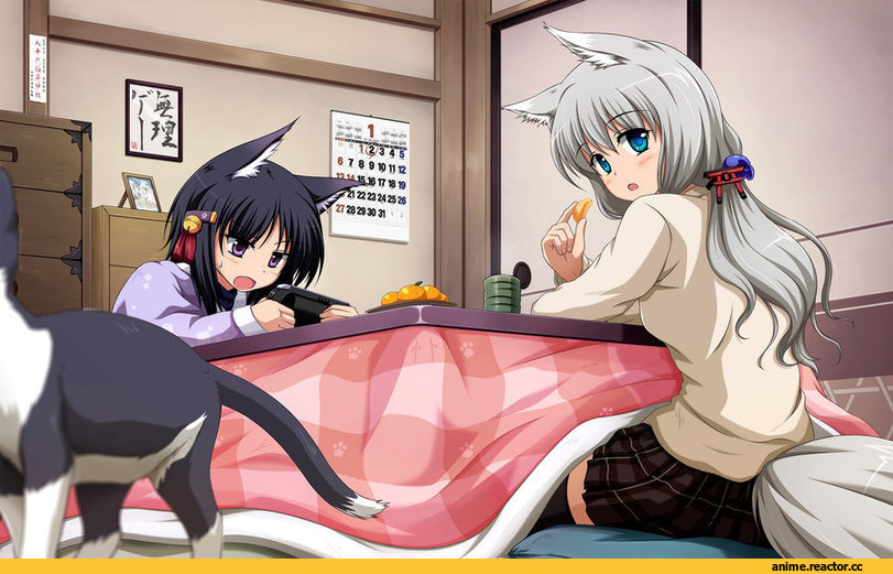 art, зимние каникулы, Неко, Animal Ears, Anime