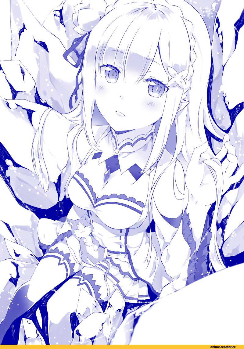 Re Zero Kara Hajimeru Isekai Seikatsu, Emilia (re zero), Pack (re zero), yomo tsuka, Monochrome (Anime), Anime