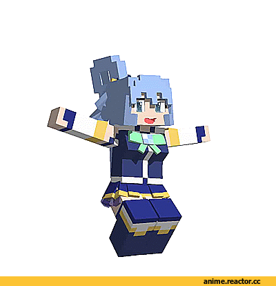 Aqua (KonoSuba), KonoSuba, Minecraft, Игры, crossover, anime gif, Anime