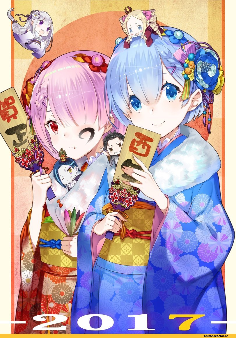Re Zero Kara Hajimeru Isekai Seikatsu, Rem (re zero), Ram (Re Zero), Emilia (re zero), Beatrice (Re Zero), Natsuki Subaru, Anime
