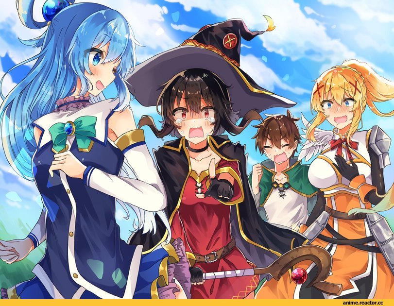 yuno (suke yuno), Megumin, KonoSuba, Aqua (KonoSuba), Darkness (KonoSuba), Anime