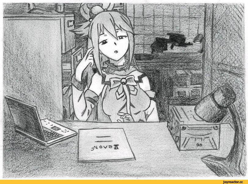stalker other, #S.T.A.L.K.E.R, фэндомы, Kono Subarashii Sekai ni Shukufuku wo!, Aqua (KonoSuba), crossover, нарисовал сам, Anime