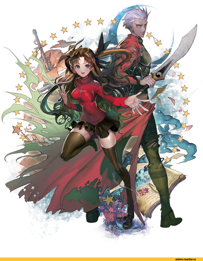 Fate/Stay Night, Tohsaka Rin, art, красивые картинки, Archer (Fate/stay night), Anime