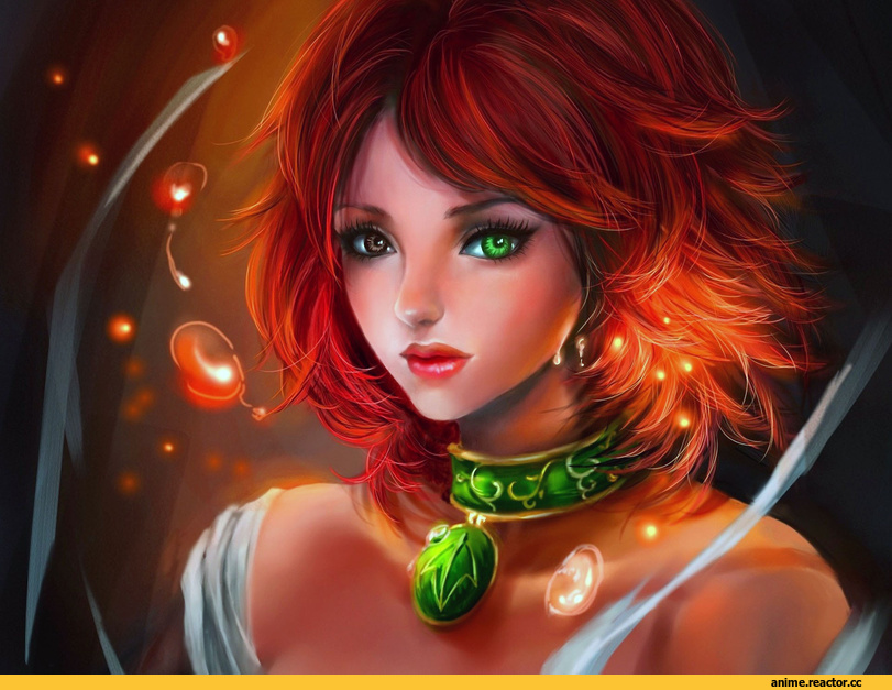 art, красивые картинки, Рыженькая, кулон, девушка, Anime