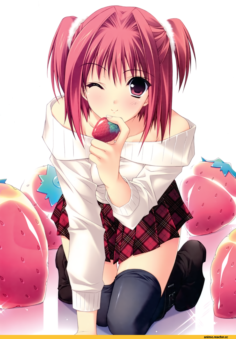 клубника, art, красивые картинки, девушка, опрос, Anime Опрос, Anime