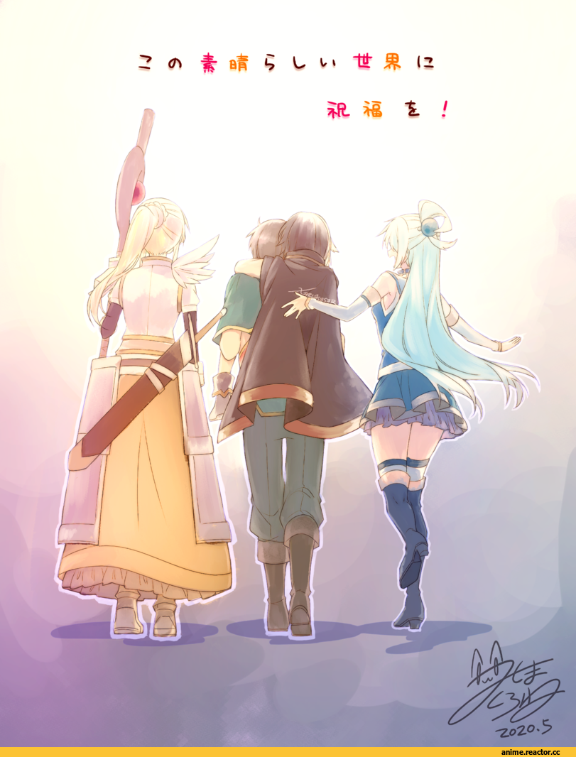 Kono Subarashii Sekai ni Shukufuku wo!, Aqua (KonoSuba), Megumin, Satou Kazuma, Darkness (KonoSuba), Anime