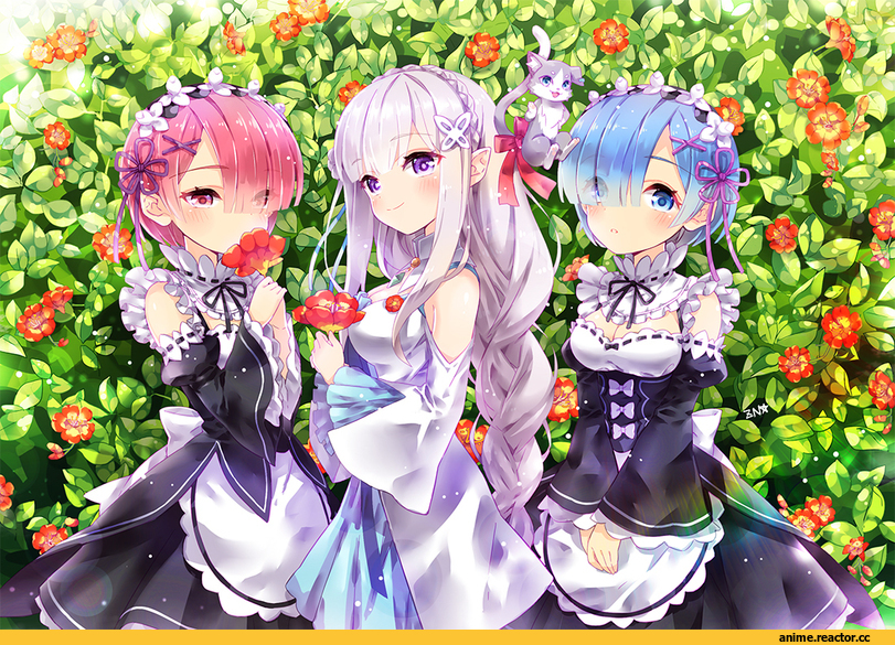 Emilia (re zero), Re Zero Kara Hajimeru Isekai Seikatsu, zenyu, Rem (re zero), Ram (Re Zero), Anime