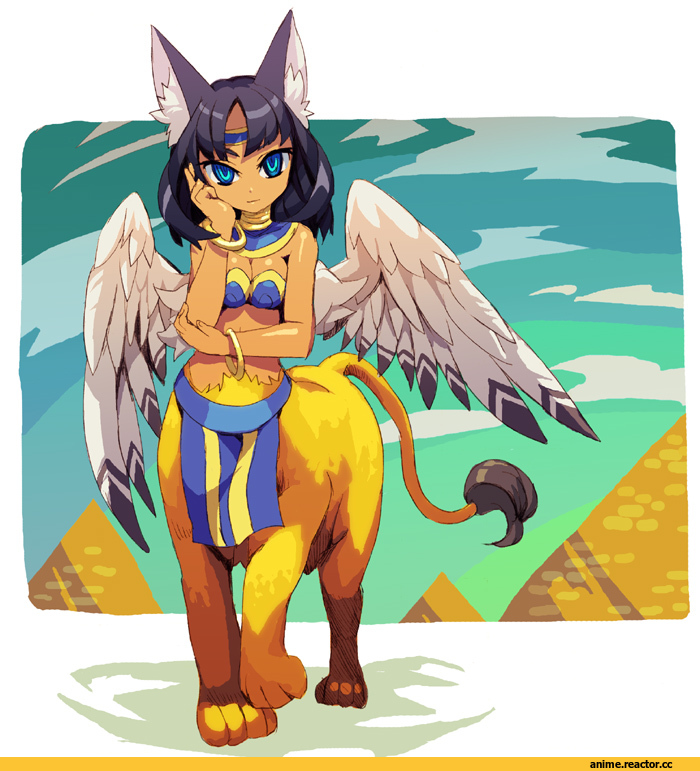 Monster Girl (Anime), Anime Art, art, красивые картинки, sphynx, Сфинкс (порода), под катом еще, Anime