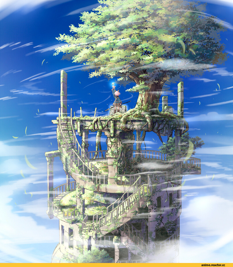красивые картинки, Anime Art, art, digital art, fantasy art, tower, Anime