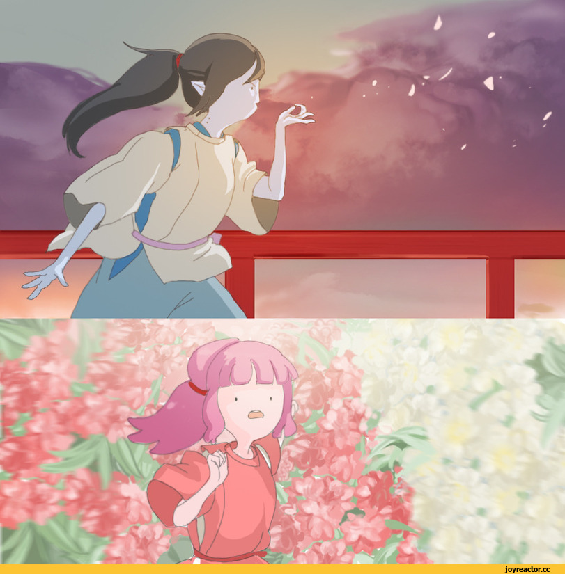 art, красивые картинки, фэндомы, adventure time, кроссовер, Унесенные призраками, Marceline, Princess Bubblegum, Anime