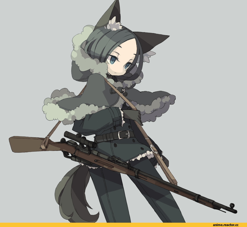 art, красивые картинки, няша с оружием, Anime
