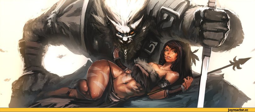 арт, красивые картинки, Nidalee и Rengar, League of Legends, фэндомы, Nidalee, Rengar, удалённое, Anime