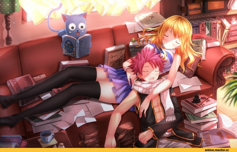 art, красивые картинки, Fairy Tail, Lucy Heartfilia, Happy (FT), Natsu Dragneel, Anime