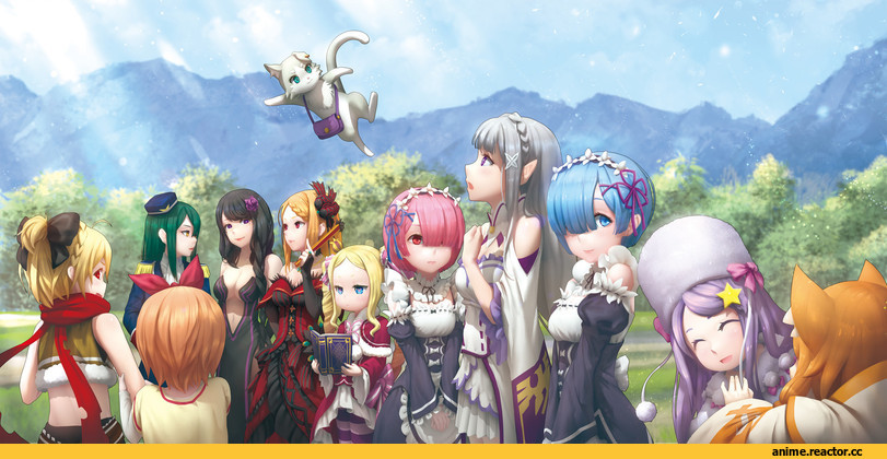Re Zero Kara Hajimeru Isekai Seikatsu, Emilia (re zero), Rem (re zero), white__crow, Anime