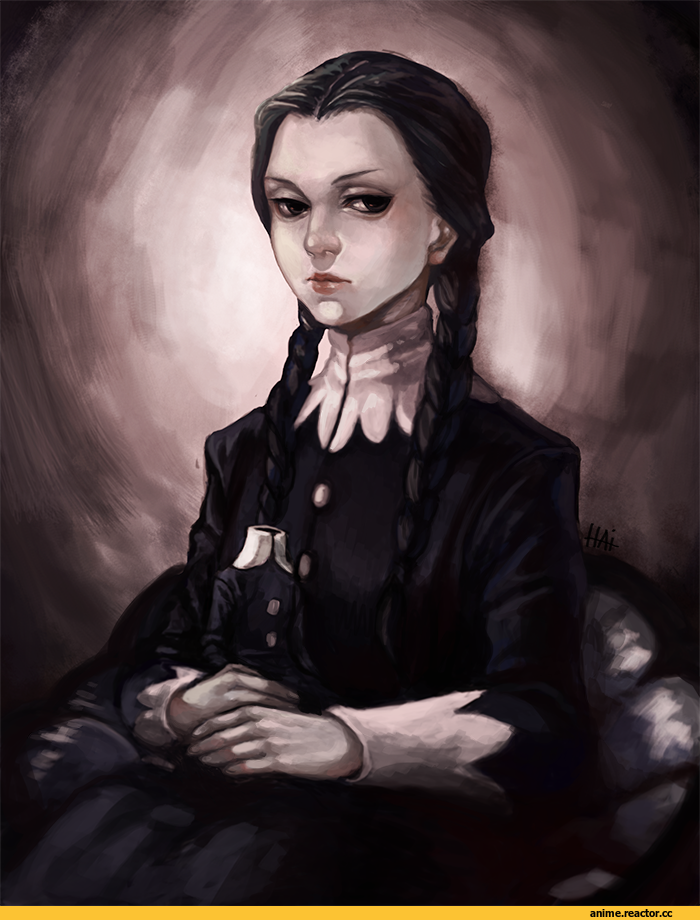 The Addams Family, Wednesday Addams, art, красивые картинки, Juhaihai, удалённое, Anime