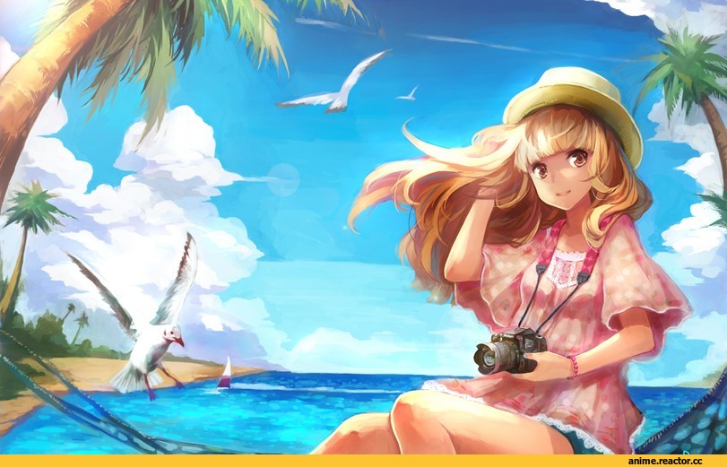 art, красивые картинки, девушка, море, Anime