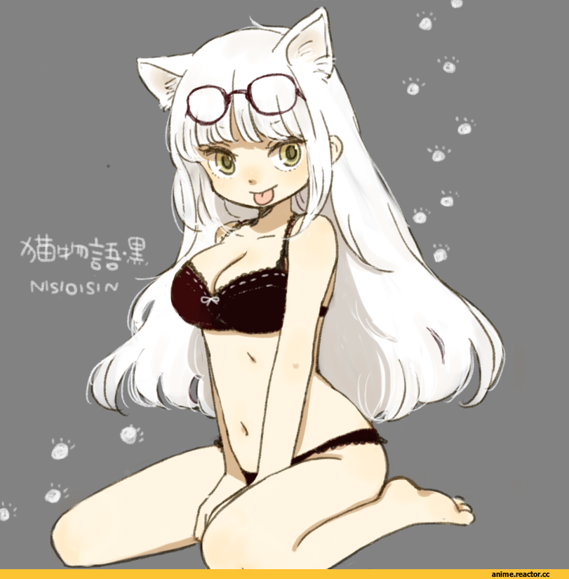 Black Hanekawa, Monogatari (Series), Anime Art, yukke, Неко, Animal Ears, Anime Ero, Anime