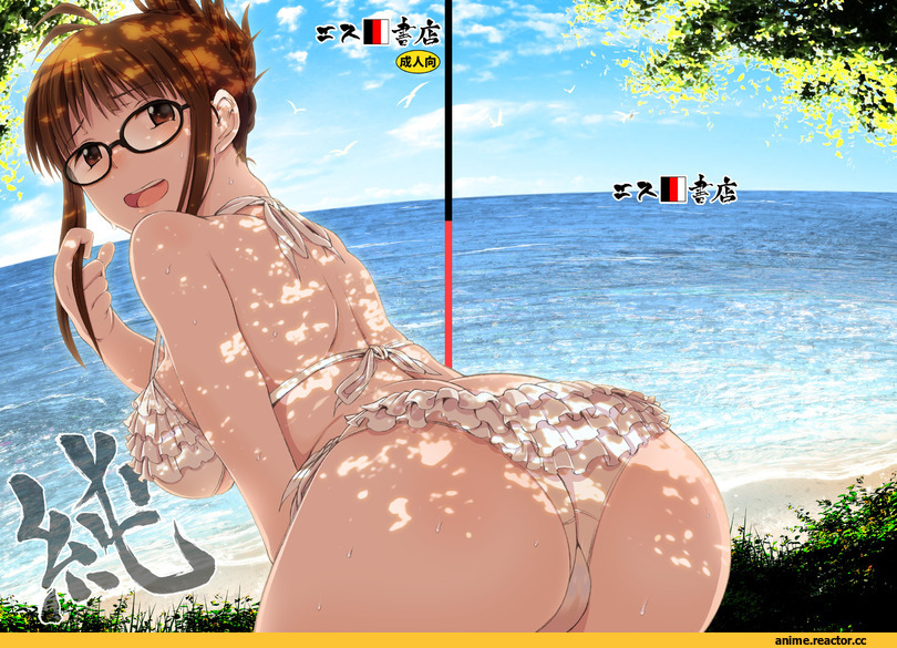 Anime Ero Swim, Anime Ero, Anime Ero Megane, oshiri, Akizuki Ritsuko, Idolmaster, 3e, Anime