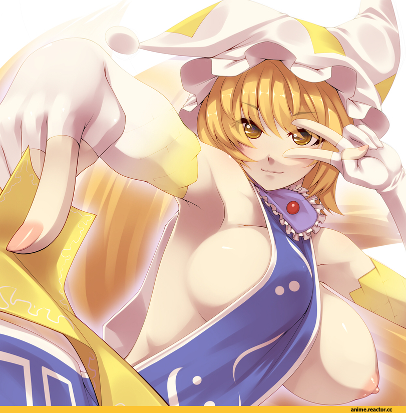 Anime Ero, Anime Ero Oppai, Touhou Project, Yakumo Ran, Animal Ears, Kitsune, Tro, Anime